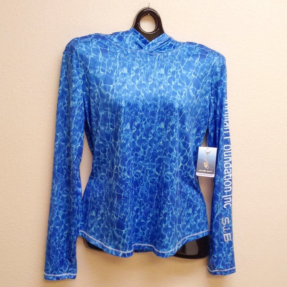 Silver Bait Long Sleeve Hoodie, Blue Underwater Women's Size Medium.